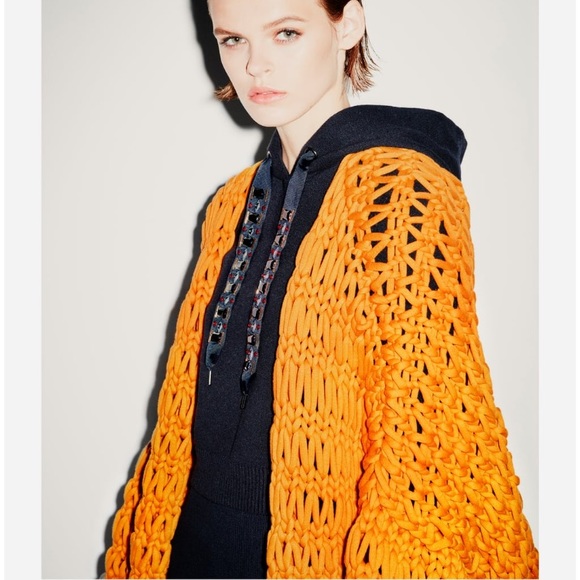 Zara Mustard Oversized Crochet Cardigan 